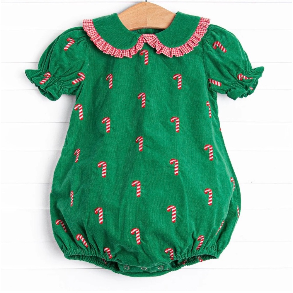 Green Candy Cane Baby Bubble One Piece
